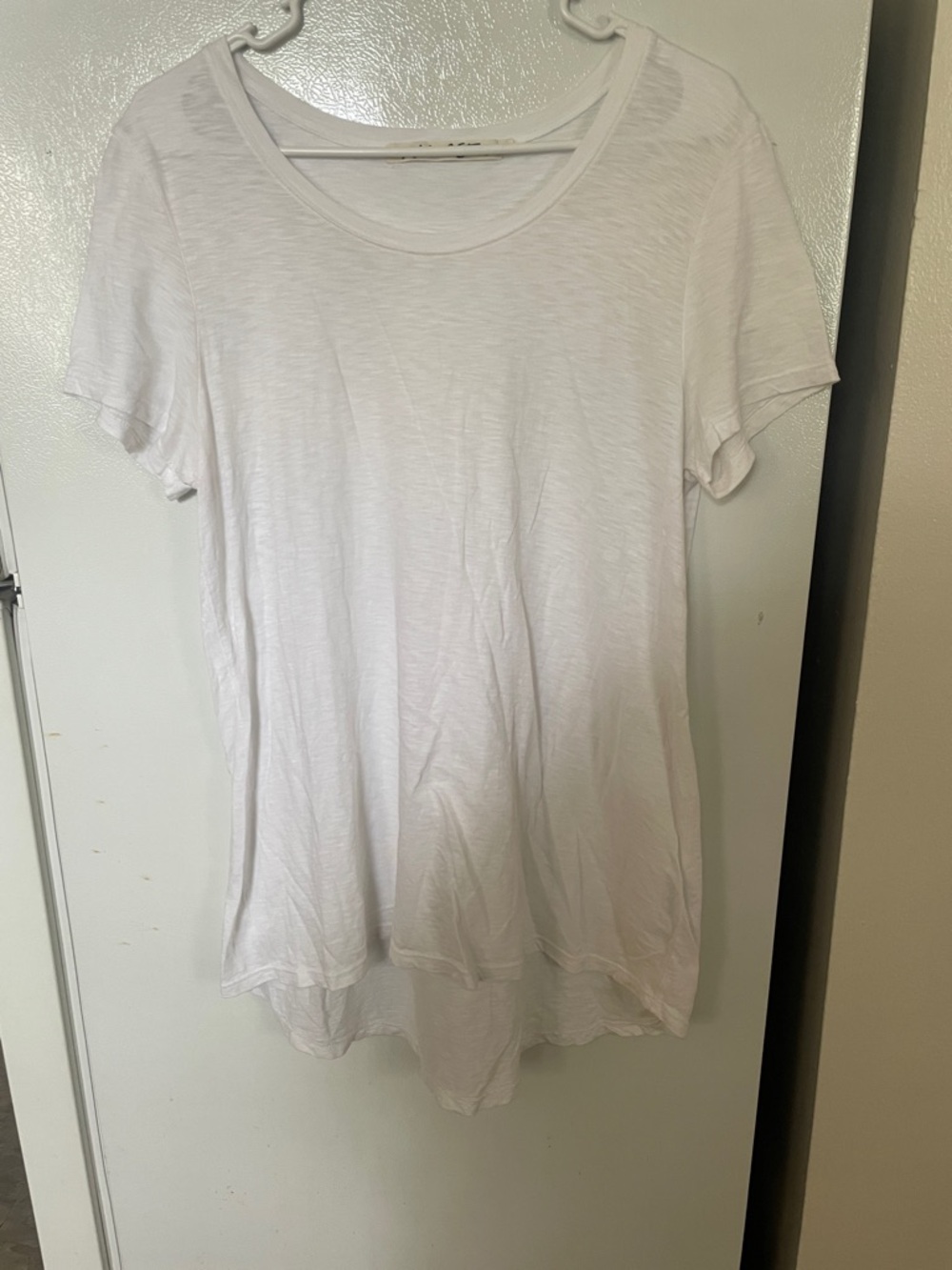 Michael Stars OS 100% Supima Bright White Scoop Neck Short Sleeve High Low Tee